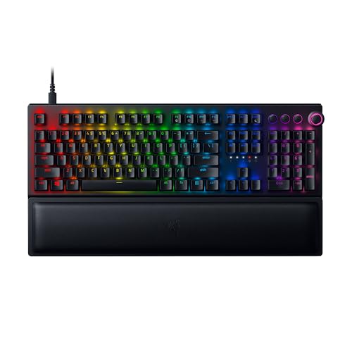 Razer Blackwidow Elite Teclado mecânico para jogos, Gaming, completo, mostrador digital multifuncional, apoio para pulso ergonómico, teclas controláveis, memória híbrida integrada