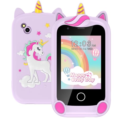 PTHTECHUS Telemóveis crianças - Smartphone menino para e menina com chamadas, Sos, 17 jogos, lanterna, música, mini telemóvel para crianças de 4-9 anos Natal aniversário presente (roxo)