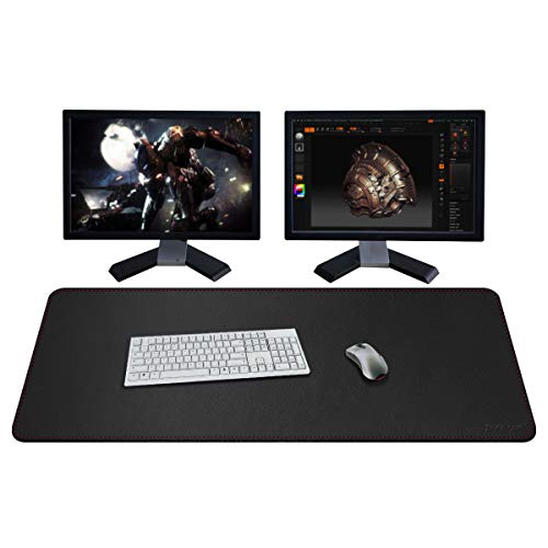 ZORESYN Gaming Mousepad - 110 x 50 cm superfície de couro PU extragrande, impermeável tapete de secretária antiderrapante - vermelho