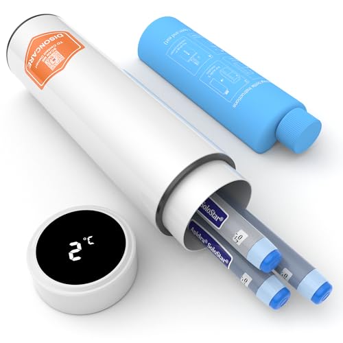 DISONCARE Geladeira portátil para insulina, viagem com Temp-display, bolsa isotérmica para transporte medicamentos para diabéticos, refrigeração 60H, temperatura mensurável, com 2 garrafas e alerta
