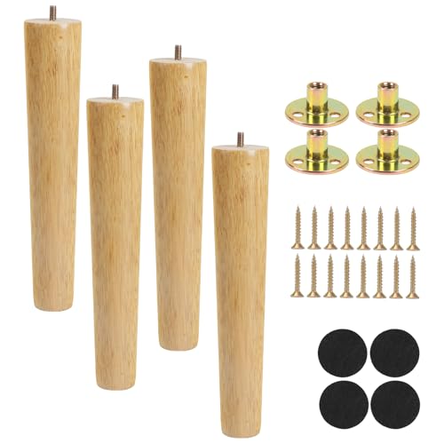 Luabue 4 peças pernas para móveis de madeira pernas de madeira para móveis com placas de montagem, parafusos, pernas para sofá, banco, mesa de chá, cadeira, escritório, armário, otomana (30 cm)