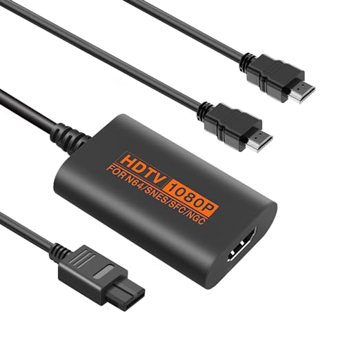 Sehawei N64 para HDMI Adaptador, conversor SNES/SFC/NGC para HDMI 1080P conversor de vídeo para áudio compatível com N64/Snes/SFC/NGC consola
