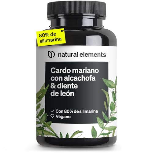 Complexo de cardo mariano, alcachofra e dente-de-leão, 120 cápsulas, alta dosagem com 80% de silimarina, sem estearato de magnésio, vegano