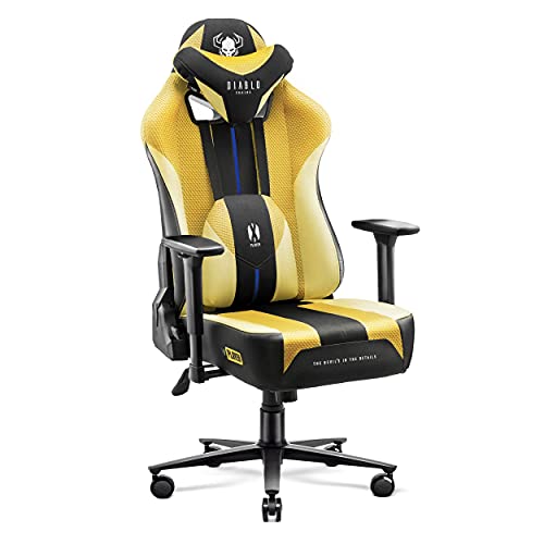 Diablo Cadeira Gaming tecido X-Player 2.0 - cadeira Gamer com apoios de braços 3D, almofada cervical / lombar função de balanceamento, cadeira de escritório 160 kg, cadeira Gaming ergonómica, King
