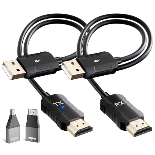 LXJADAP HDMI Sem fios transmissor e receptor, decodificação 4K HDMI Wireless para transmissão de vídeo e áudio em PC/TV Box/projetor/portáteis, transmissão sem fios HDMI transmissor, preto