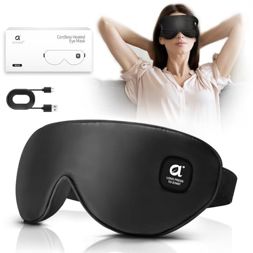 arboleaf Anti-face de calor sem fios para olhos secos, compressão ocular térmica elétrica recarregável com bateria 1000 mAh, USB, controlo de temperatura, bloqueio de luz
