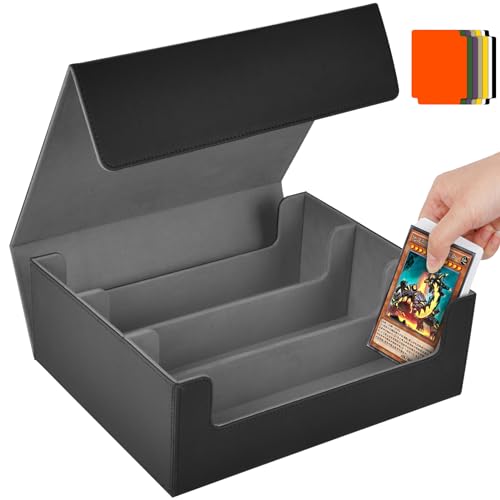 Aolso Caixa de baralhos para cartas, Deck Box para 2400 PTCG cartas sem capas, flip caixa de armazenamento de cartões com 8 cartões Dividers, para MTG TCG PTCG para colecionar e trocar (preto)