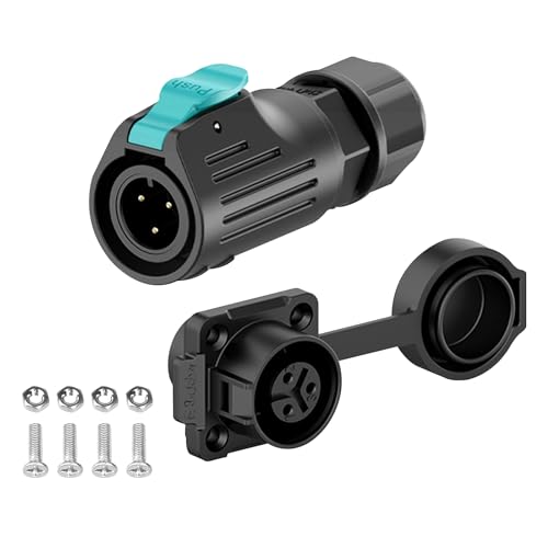 E-WeiChat EW-LP12 Conector industrial impermeável IP68 conector de aviação conector circular com caixa de plástico PBT conector elétrico de desbloqueio rápido M12 2-8 pinos tomada de flange (3 pinos)