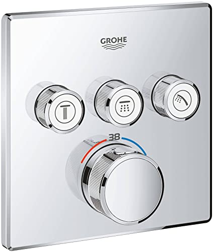 Grohe Grohtherm SmartControl - Termostato quadrado para chuveiro ou casa de banho com instalação embutida e três válvulas, cromado (Ref. 29126000)