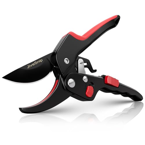 JiveSnip Tesouras de podar profissionais com bigorna de catraca Gardening Scissors - tesouras de poder profissionais de Bypass para plantas, sebes e flores