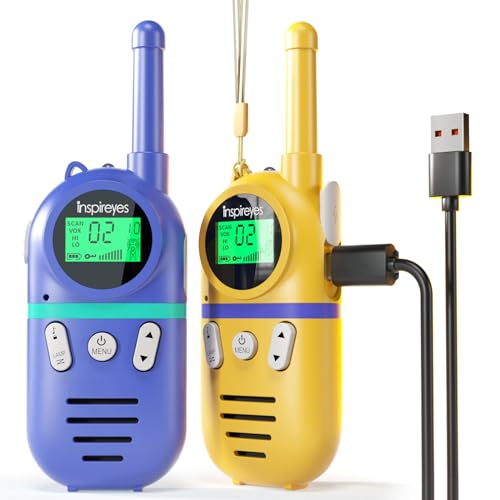 Inspireyes Walkie Talkie crianças recarregável, 48 horas de tempo de trabalho, 3 quilómetros de longo alcance, presentes de aniversário, brinquedos ao ar livre para crianças dos 3 aos 12 anos,