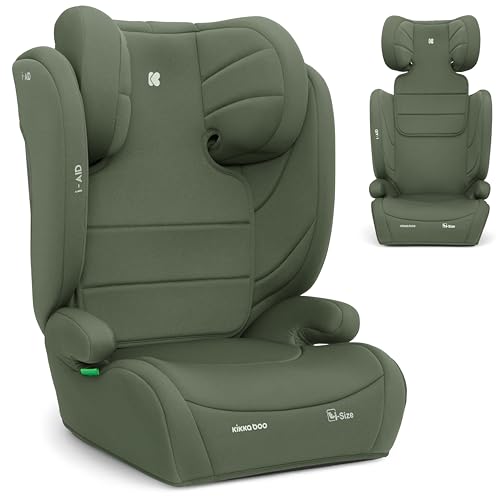 KikkaBoo i-Aid Cadeira de carro grupo 3 (15-36 kg, 100-150 cm) cadeira para crianças sem ISOFIX, i-Size, 3,5 a 12 anos, 13 posições de apoio de cabeça, verde militar