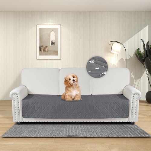 DUJUIKE Capa para sofá 100% impermeável para cães, capa para cama de cão, protetor de móveis de café para crianças, cão, gato (cinzento, 76-180 cm (1 pacote))