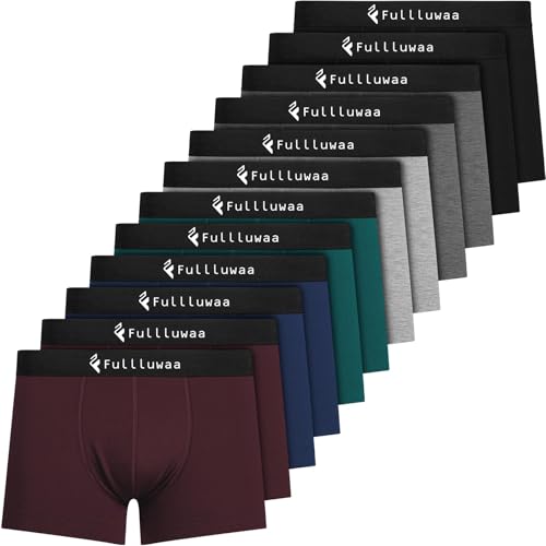 Fullluwaa Calzoncillos Bóxer para Hombre (Pack de 12), Calzoncillos Bóxer Hombre, Suaves y Cómodos, Tela Elástica de Algodón, Diseño sin Etiquetas