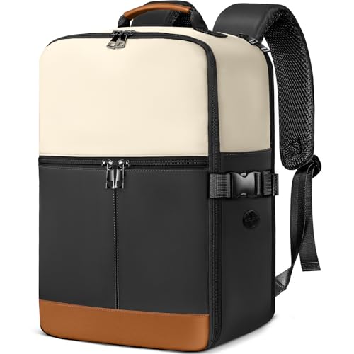 Ltemziiy Mochila de viagem cabine avião 40 x 20 x 25 para Ryanair bagagem de mão malas de cabine mala de viagem homem mulher mochila casual para computador portátil, Bege, 40 x 20 x 25, Casual