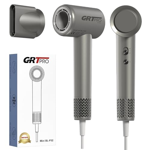 Mini secador de cabelo profissional Iónico 2200 W 110.000 RPM, secador de cabelo pequeno 330 g Styling bocal magnético silencioso de 360 °, 200 milhões iões negativos cabeleireiro casa viajar (mini