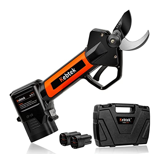Kebtek Tesoura de podar bateria profissional de 30 mm, tesoura elétrica podadora com bateria 5000 mAh, SK5 lâminas de teflon 30 mm - 20 mm diâmetro de corte comutável