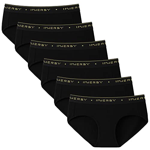 INNERSY Cuecas de mulher algodão confortos cuecas cinto desportivo roupa interior cintura média pack de 6