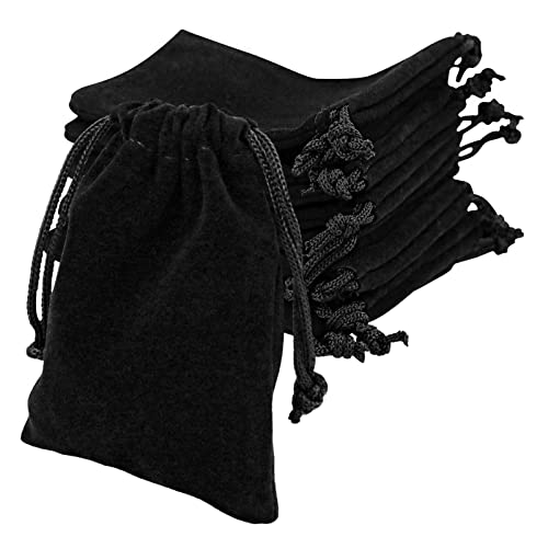 10 sacos de jóias de veludo, bolsa de cordão reutilizável, bolsa de cordão de joalharia, bolsa, saco de jóias de presente de banquete para jóias de presente de casamento, 7 x 9 cm (preto)