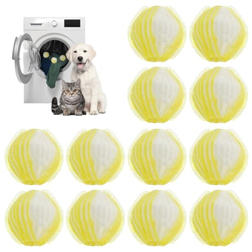 MSFANGHU 12 Pcs Remover pelos animal de estimação, pega pelos máquina de lavar, reutilizável bolas remove pelos animal de estimação, para remover o cabelo dos animais de estimação na máquina de lavar