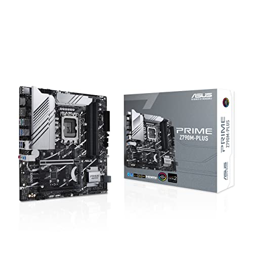 ASUS Prime Z790M-PLUS Placa base Intel Z790 (três M.2, 10+1 DrMOS, DDR5, Intel 1 GB LAN, HDMI, USB 3.2 gerações 2 x 2 tipo-C, USB 3.2 gerações 1 tipo-C frontal, compatibilidade com Thunderbol. Aura S