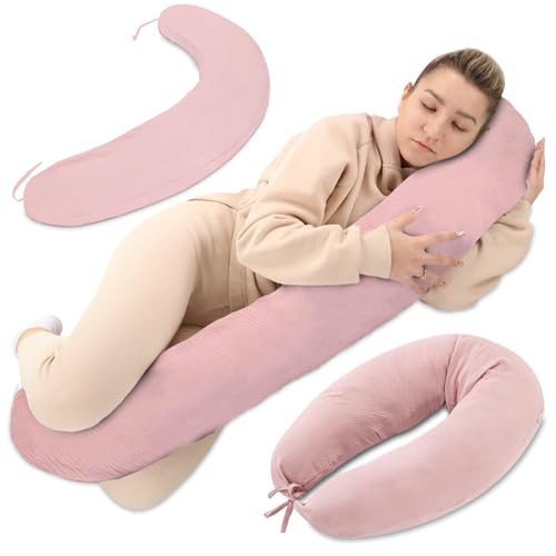 Almofada de amamentação e gravidez de 190 cm, perfeita para descanso e relaxamento, ideal para futuras mães, forma de C musselina