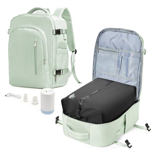 Mochila vazia com bomba mochila viagem cabine avião com compressão a vácuo Airbag, impermeável, bagagem de mão para homem mulher, Verde-3730, L, Mochila a vácuo