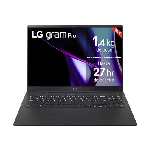 LG gram Pro 17Z90SP-E.AD88B Computador portátil ultraleve de 43,1 cm, IPS, Intel Core Ultra 7, 32 GB RAM, 1TB SSD, bateria até 27 h, 1,4 kg, NVIDIA RTX3050, W11 Homem E, preto , teclado QWERTY