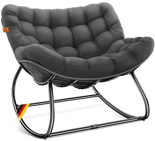 KESSER® Cadeira de cadeira ergonómica para interior e exterior, carga máxima de 120 kg, poltrona relaxante com pernas antiderrapantes, resistente às intempéries, ideal para varanda, jardim e sala de