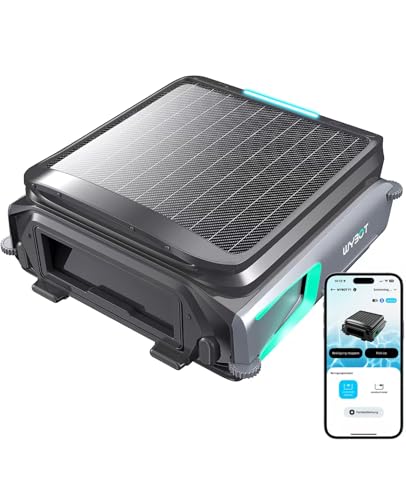 WYBOT F1 Skimmer de piscina, limpa-fundos piscina piscina solar com controlo App, robô limpa fundos piscina, ultra silencioso e eficiente para piscinas residenciais, preto esverdeado