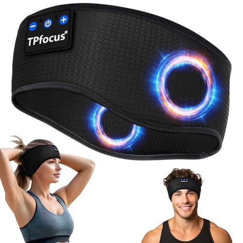 TPfocus Auriculares para dormir Bluetooth 5.4 presente homem e mulher, leep headphones Sonno banda desportiva sem fios recarregável auriculares Bluetooth dormir (quadros clássicos pretos)