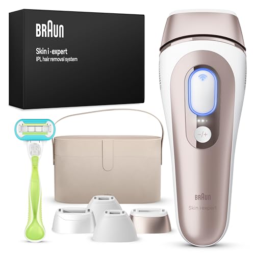 Braun Luz de pulso Skin i·expert Smart IPL, remoção de pêlos em casa, app gratuita, capa, máquina Vênus, 4 cabeças, PL7387