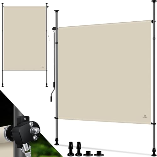 KESSER® Toldo vertical para exterior, 200 x 310 cm, extensível e opaco, toldo vertical com manivela sem orifícios, proteção visual e corta-vento para jardim e terraço, resistente à água, bege