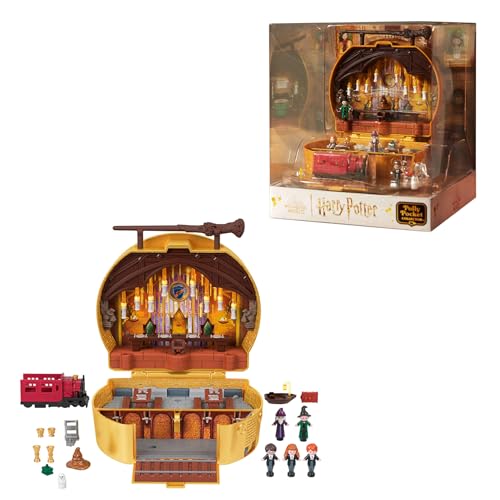 Polly Pocket Estojo Harry Potter em forma de castelo de Howarts com 5 mini bonecas e 6 acessórios, brinquedo para colecionadores inspirado no filme, 4 anos (HRD56)