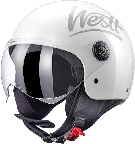 Westt Classic Capacete de motocicleta homem mulher com viseira ECE-R 22.06 capacete transparente capacete Jet mota aberta Scooter, certificado ECE Dot, tamanhos S-XL