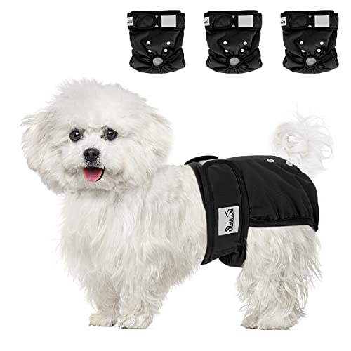 SlowTon Lavar fraldas para cães, 3 Pack calças para cães fáceis de remover com botões ajustáveis, fraldas para s reutilizáveis durante o calor, imersão emocionante