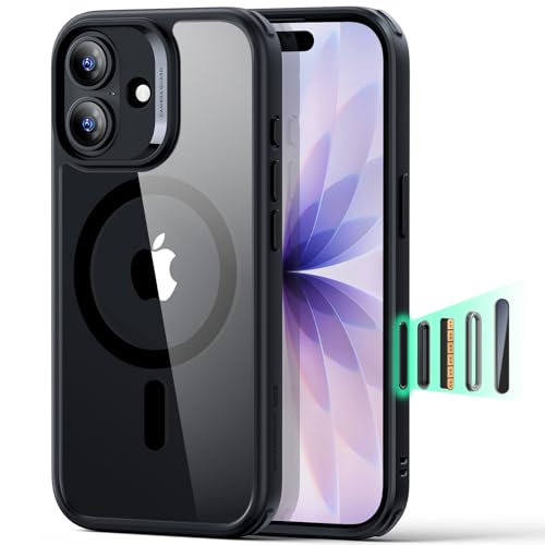 ESR Capa para iPhone 2025, controlo da câmera, compatível MagSafe, proteção militar à prova de impactos, cantos Air Guard, capa híbrida clássica (HaloLock), preto transparente