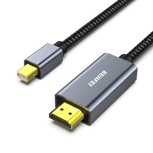 BENFEI Cabo Mini DisplayPort para HDMI 1,8 m [4 K@30 Hz, capa de alumínio, trançado de nylon] compatível com MacBook Air/Pro, Microsoft Surface Pro/Dock, monitor, projetor e muito mais - 2 embalagens