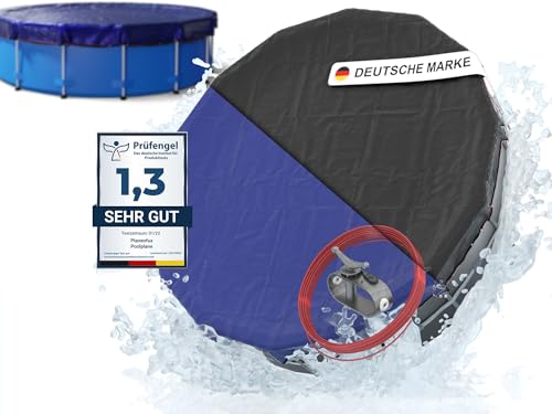 Planenfux® Cobertura redonda para piscina de 305 cm (para piscinas de 280 a 320 cm de diâmetro), 2 em 1 de material de polietileno de 200 g/m², lona solar para verão e inverno, 380 cm de diâmetro