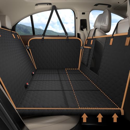 Protetor de carro cães assento traseiro, impermeável, resistente a riscos, assento traseiro para cão, com 8 painéis de madeira dura, para a maioria dos carros, SUV