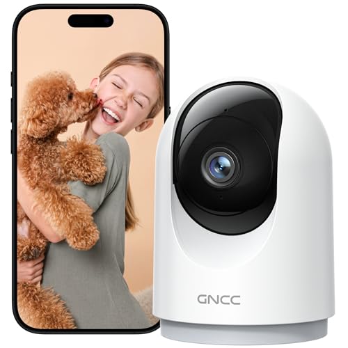 GNCC Câmara de vigilância WiFi interior 360° PTZ 2K câmara de vigilância interior com rastreamento, adequado para bebé/animais de estimação/família, detecção de IA, áudio bidirecional, visão noturna