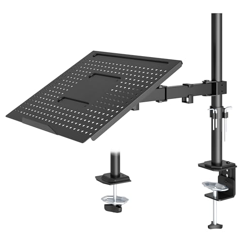 Redbat Suporte para monitor e bandeja ventilada para portátil de 16 polegadas e ecrãs LCD LED de 13 a 32 polegadas, até 8 kg, braço monitor com inclinação, rotação e rotação