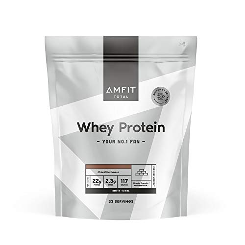 Marca Amazon - Amfit Nutrition Proteína de soro de leite em pó, chocolate, 33 porções, 1 kg (embalagem de 1)