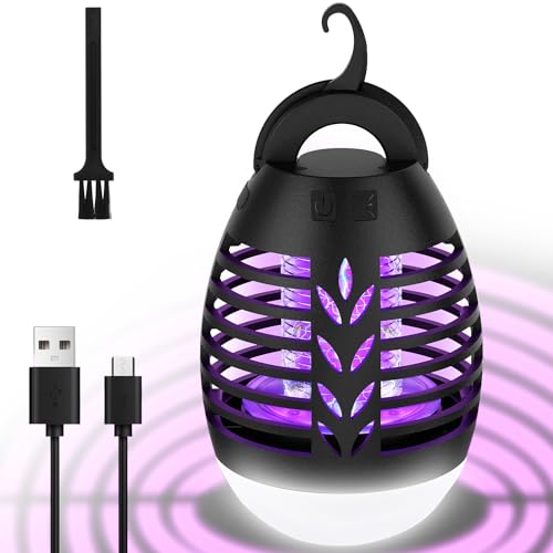 HgUltra Candeeiro anti-mosquitos elétrico, portátil lanterna de campismo LED, lâmpada anti-mosquitos USB recarregável e IPX6 impermeável mata-moscas exterior / interior, mata-moscas elétrico para