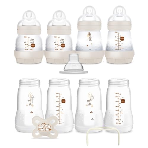 MAM, Conjunto recém-nascido, conjunto de presente: 2 biberões anticólicas de 130 ml, 2 biberões anticólicas de 160 ml, 4 corpos de babete 260 ml, 1 chupeta original, 1 asasas, 1 , a partir de 0
