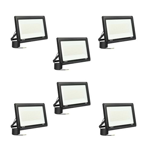 toobettp 6 unidades Foco LED para exterior, 200 W, projetor LED de 200 W, 20000 LM holofotes LED exteriores, 6500 K, branco frio, impermeável, IP66, projetores LED exteriores, para garagem, jardim,