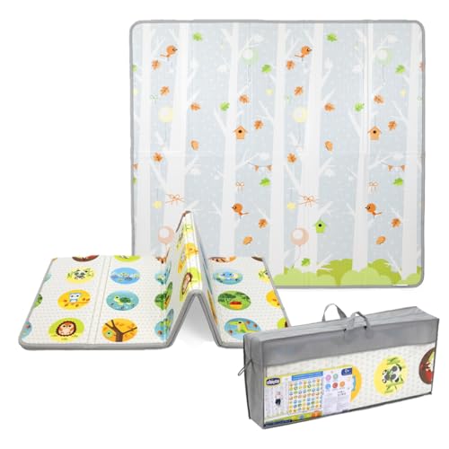 Chicco Tapete bebé 200 x 180 cm, tapete de conjunto para bebé, espessura de 1,3 cm, tapete de bebé de chão, reversível e dobrável, com animais e paisagens, acolchoado, extra macio, brinquedos para