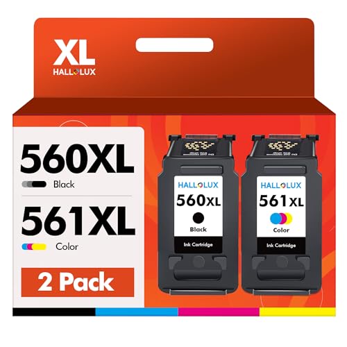 HALLOLUX PG-560XL CL-561XL Cartuchos de tinta substituição com Canon 560XL 561XL para Pixma TS5350 TS5351 TS7450 TS7451 TS5352 TS5353 (2 pacotes, preto e TSTS74535353 ricolor)