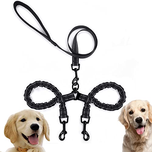 Edipets, Trela dupla para cães, extensível, refletor, antipuxões, 360º, sem emaranhados, treino, para dois cães, pequeno, médio e grande