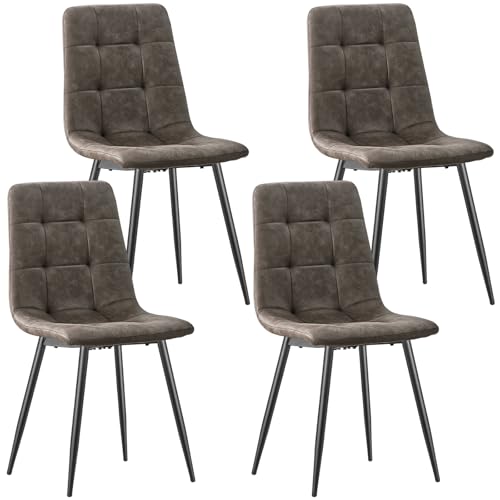 JIJIAN Conjunto de 4 cadeiras de sala de jantar, cadeiras de cozinha em tecido tecnológico, cadeiras estofada para sala de estar com pernas de metal preto, adequadas para sala de jantar, sala de
